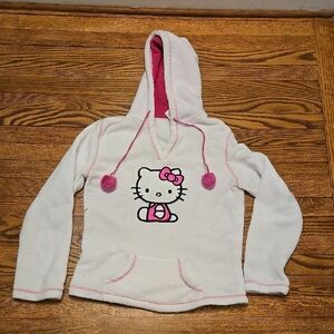 Sanrio Hello Kitty Fleece Hoodie Pompom Ties Girl- Junior